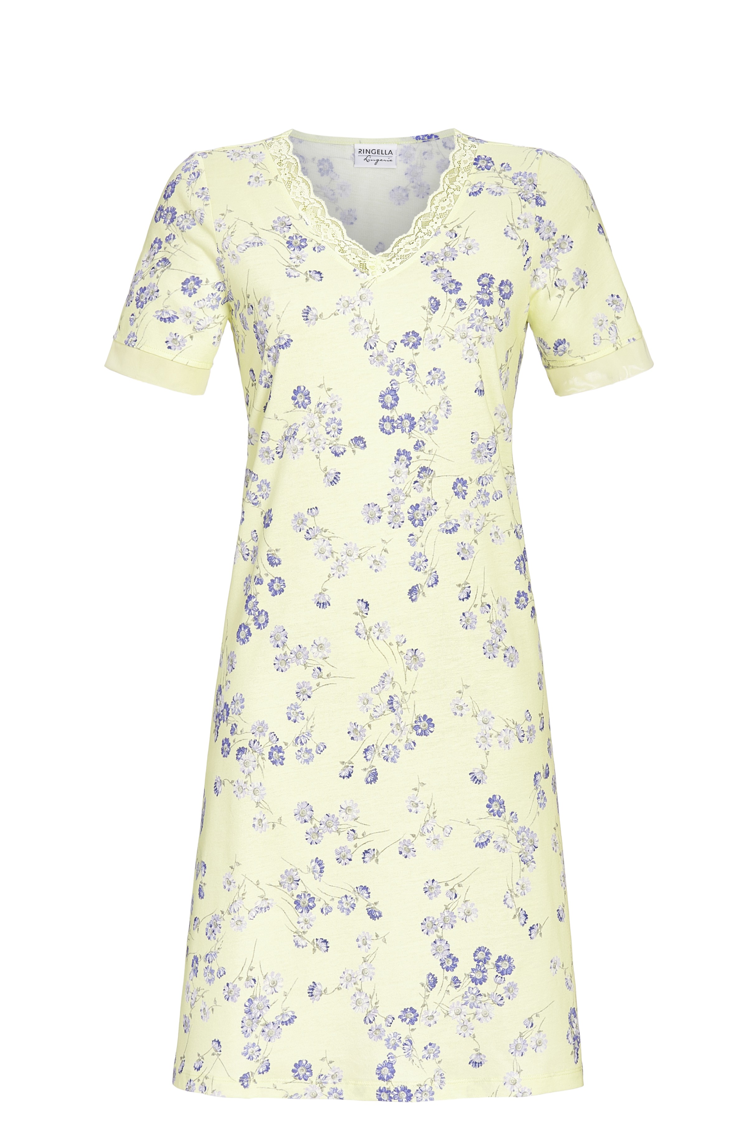 Sleepshirt mit Blumenprint und Spitzenbesatz