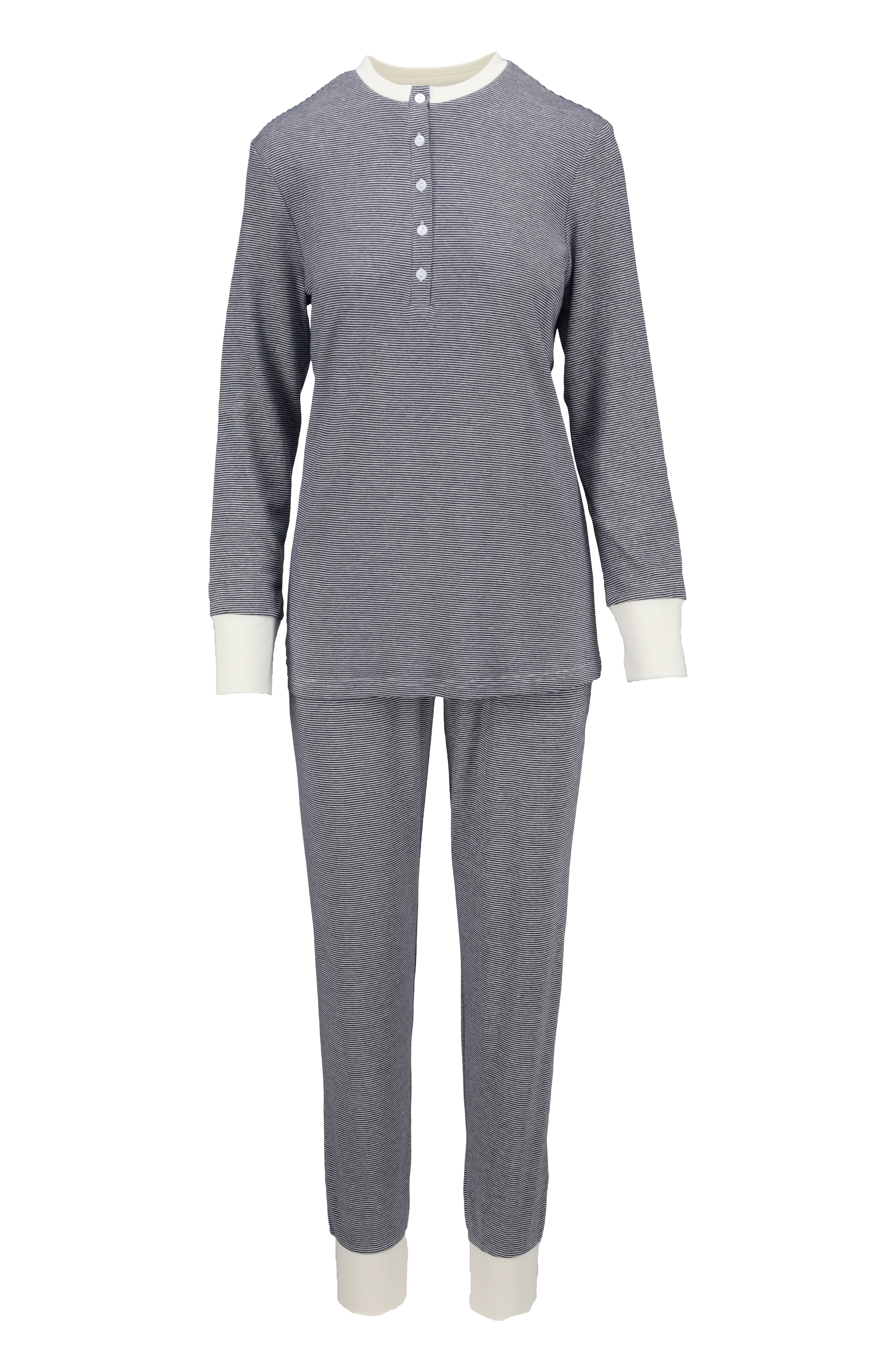 Pyjama mit Knopfleiste und Strickbündchen