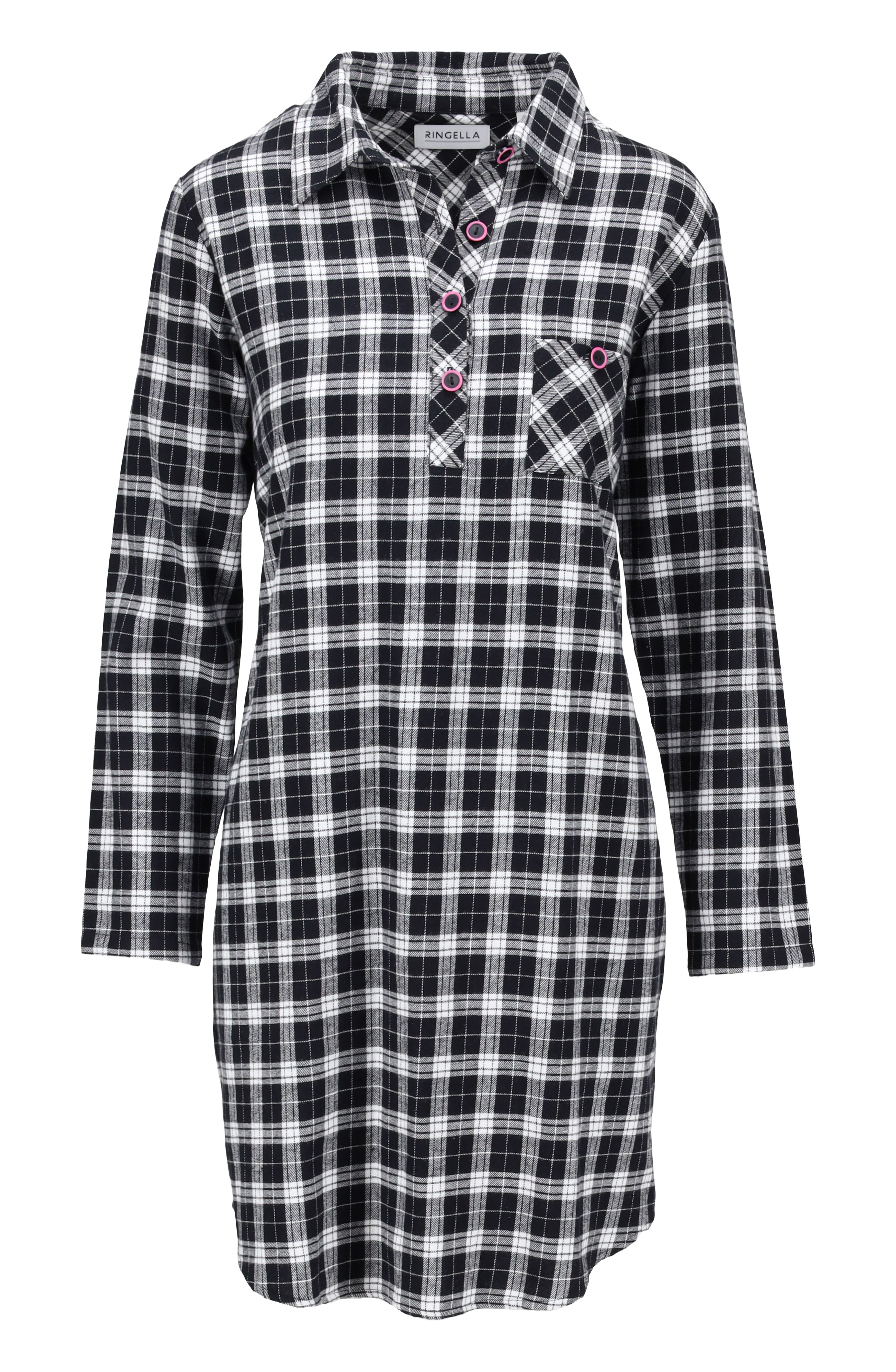 Nachthemd aus Flanell mit Knopfleiste