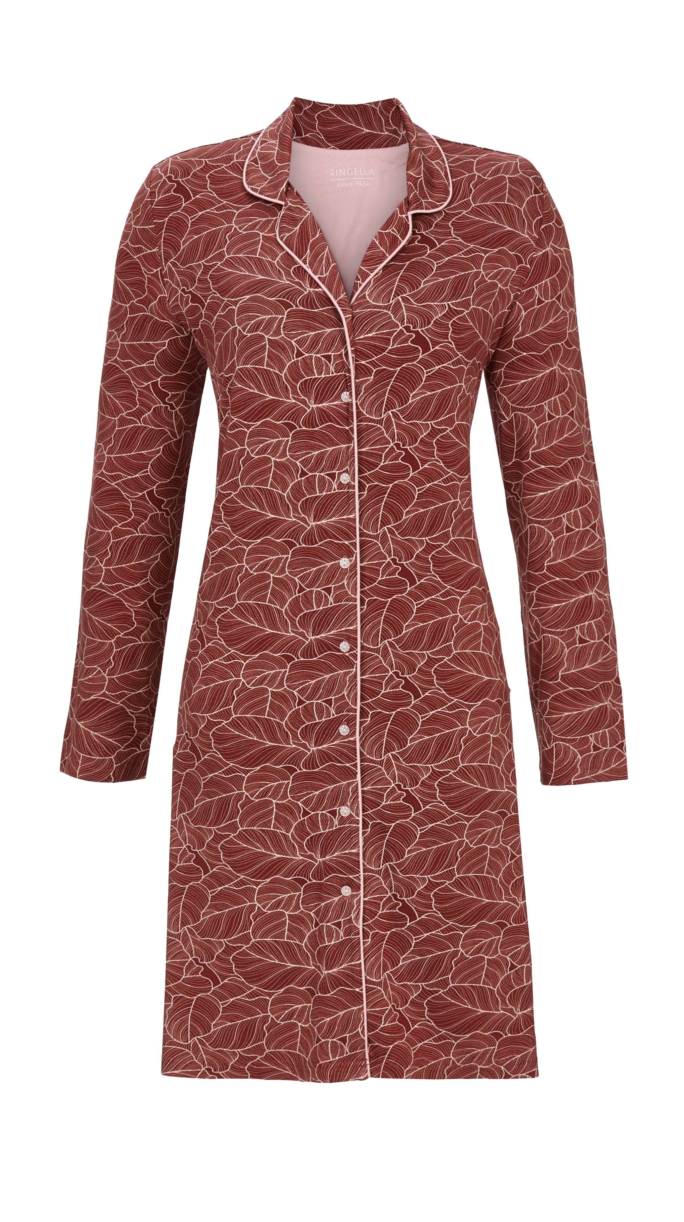 Nachthemd durchgeknöpft mit Blätterdessin Nachthemd durchgeknöpft mit Blätterdessin