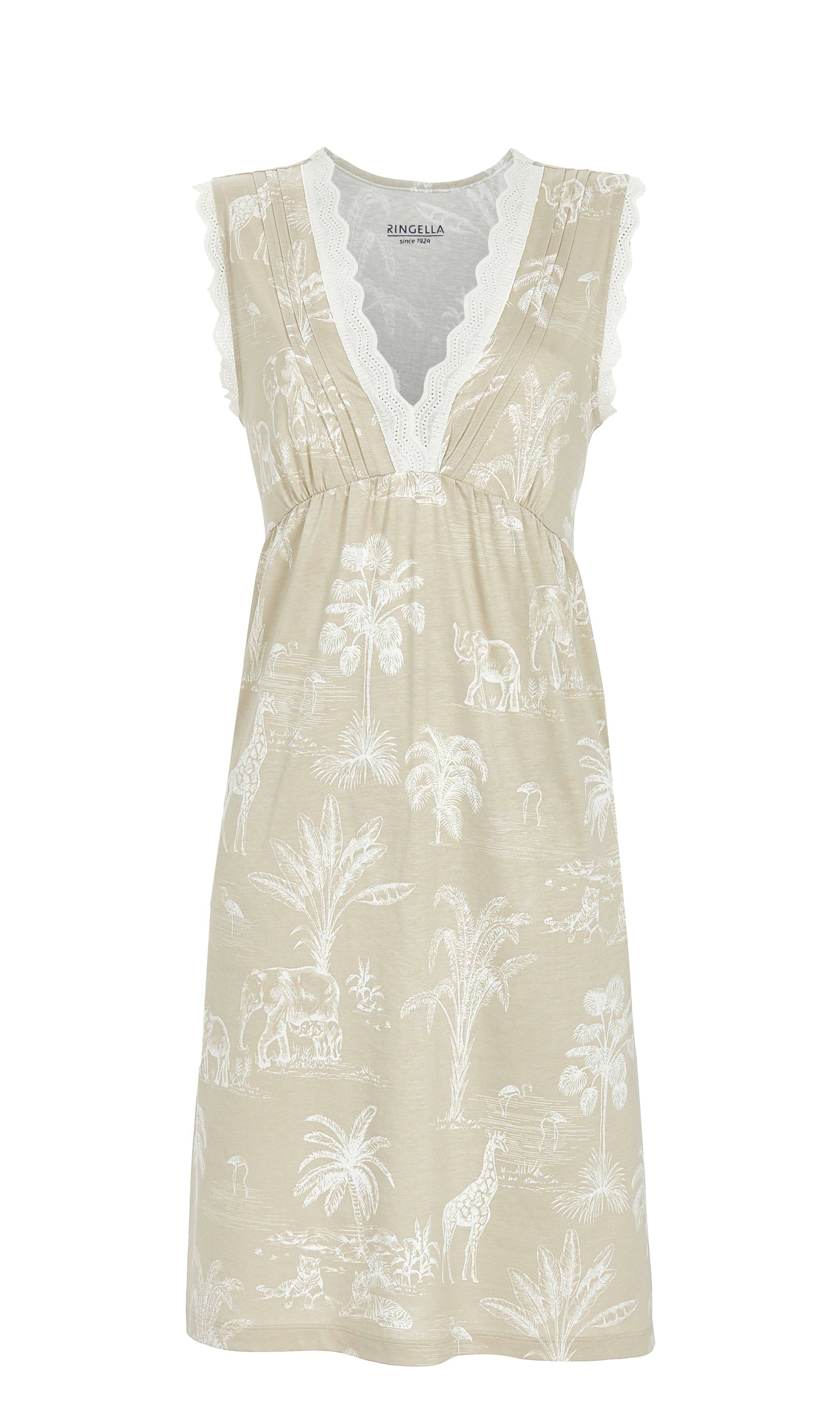 Nachthemd mit V-Ausschnitt und Spitzenbesatz