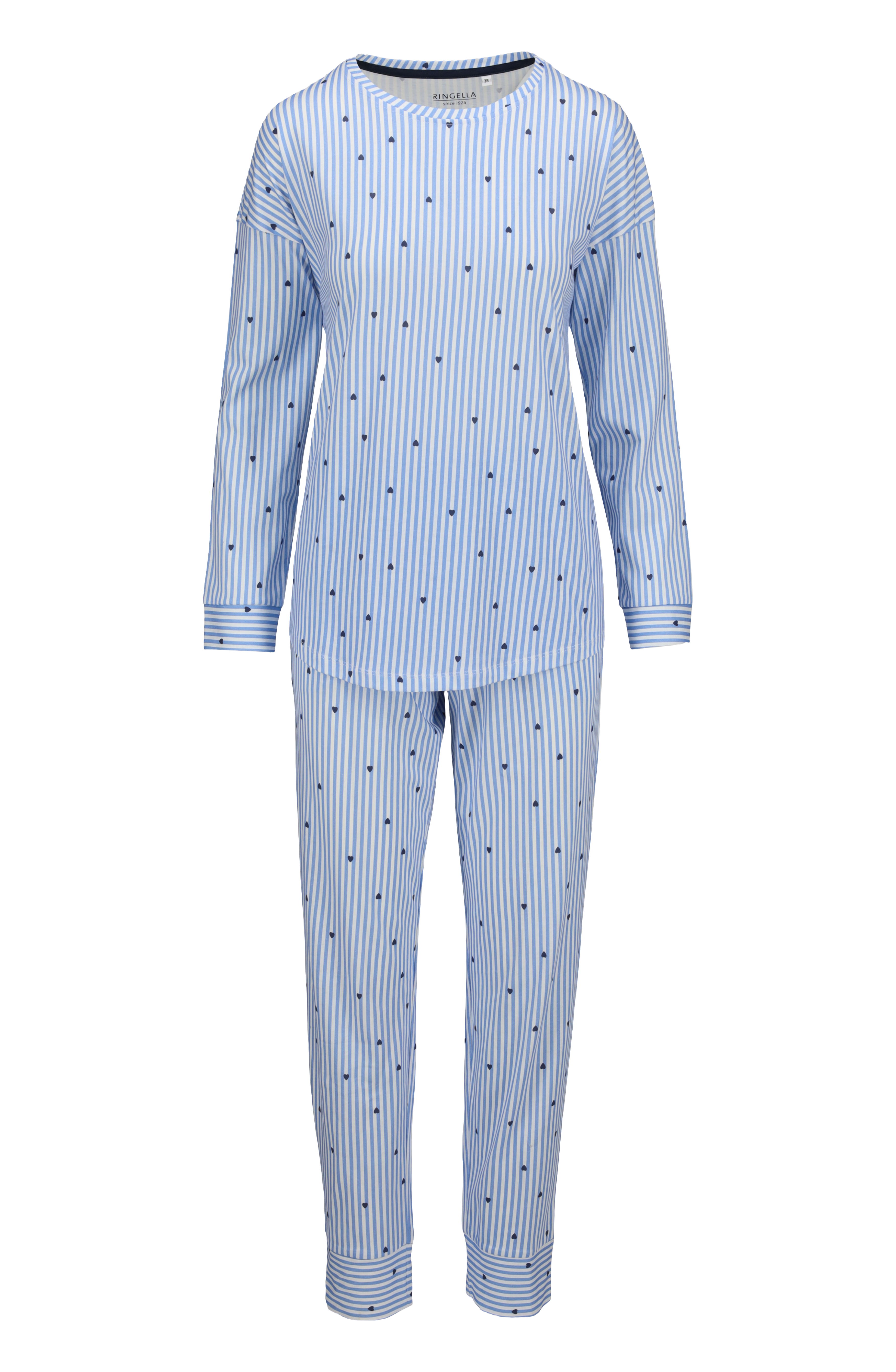 Pyjama mit Streifendessin und Herzen