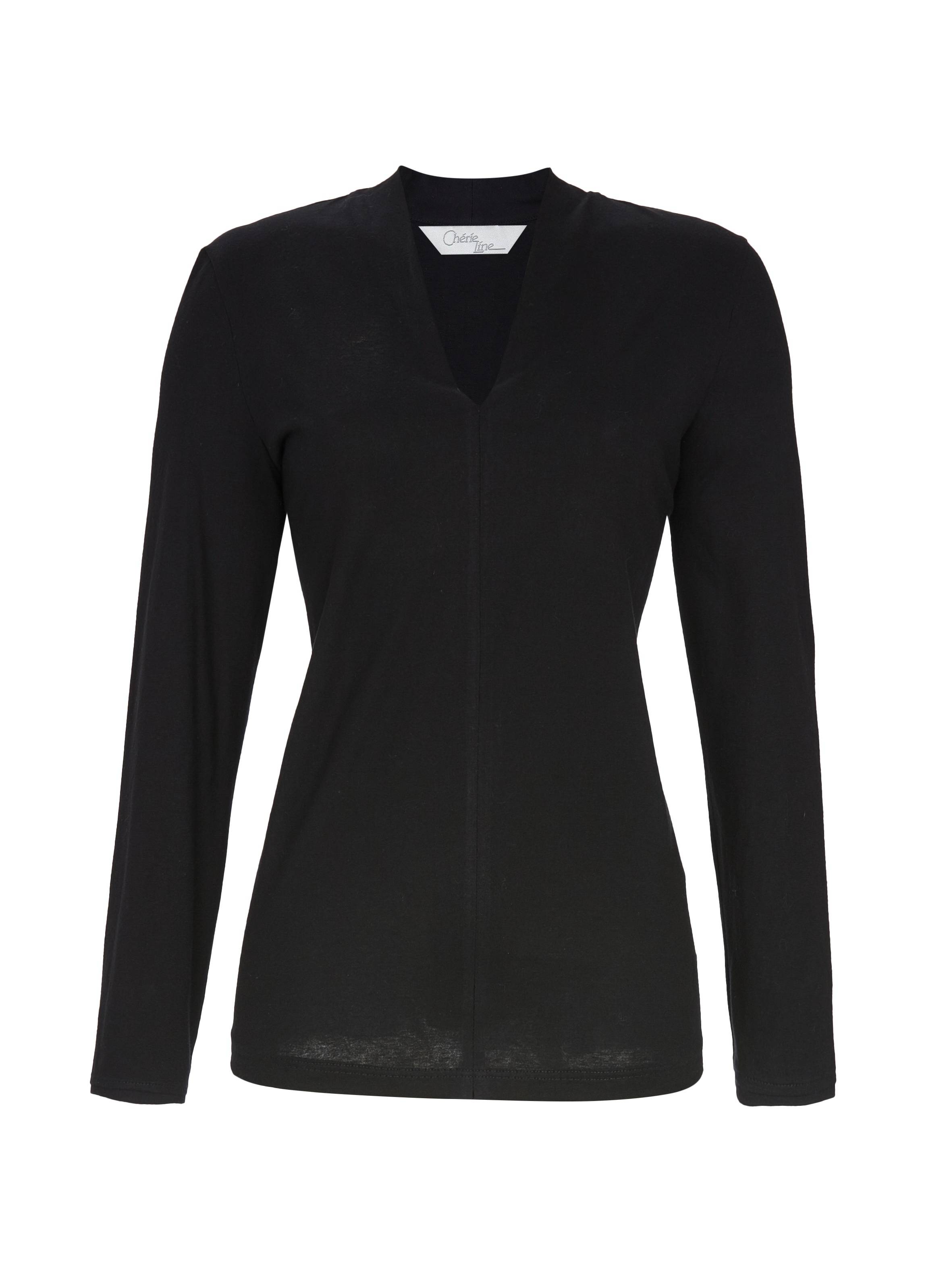 T-Shirt mit V-Ausschnitt und Schalkragen T-Shirt mit V-Ausschnitt und Schalkragen