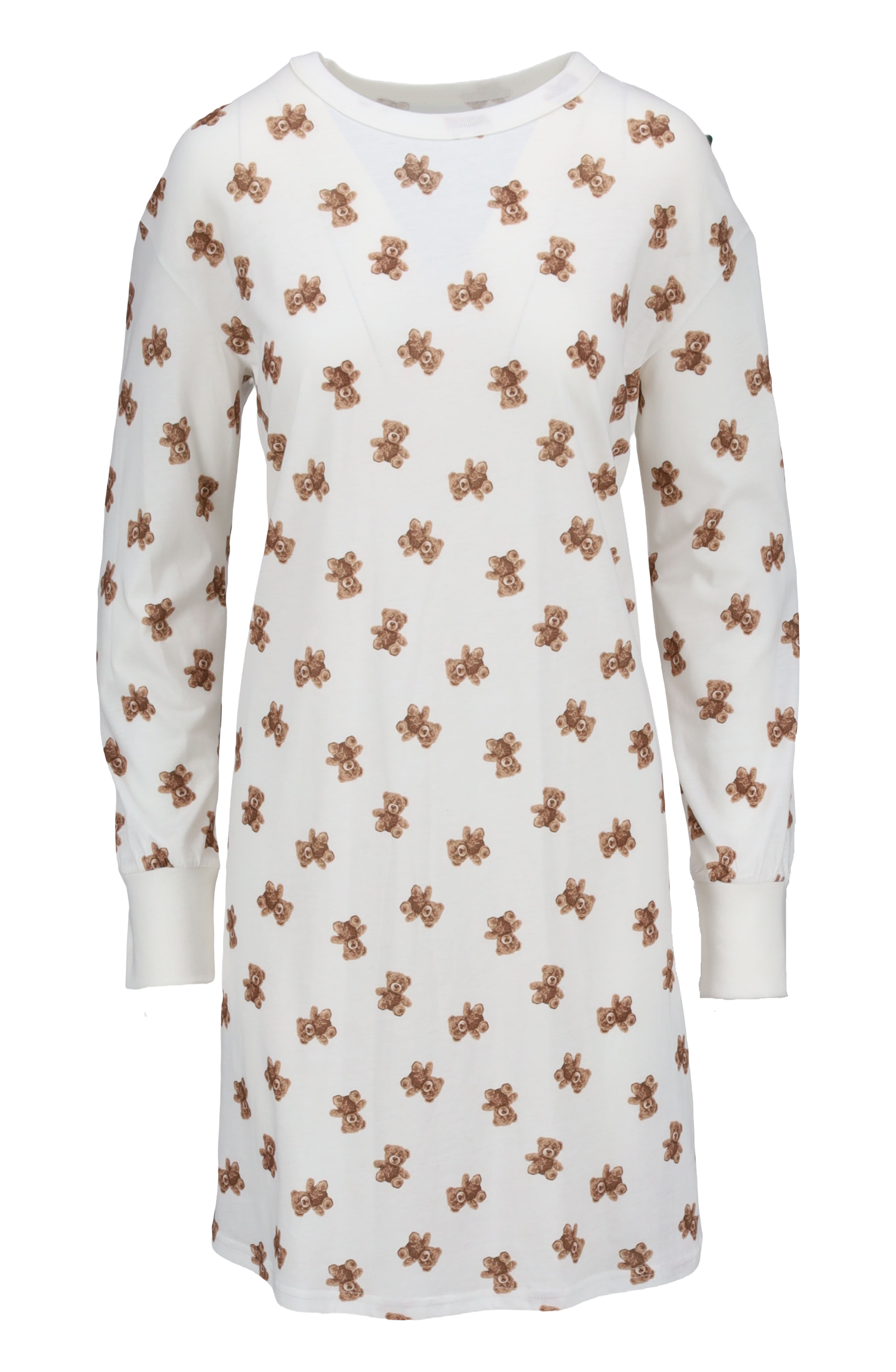 Sleepshirt mit Strickbündchn und Bärchen-Dessin