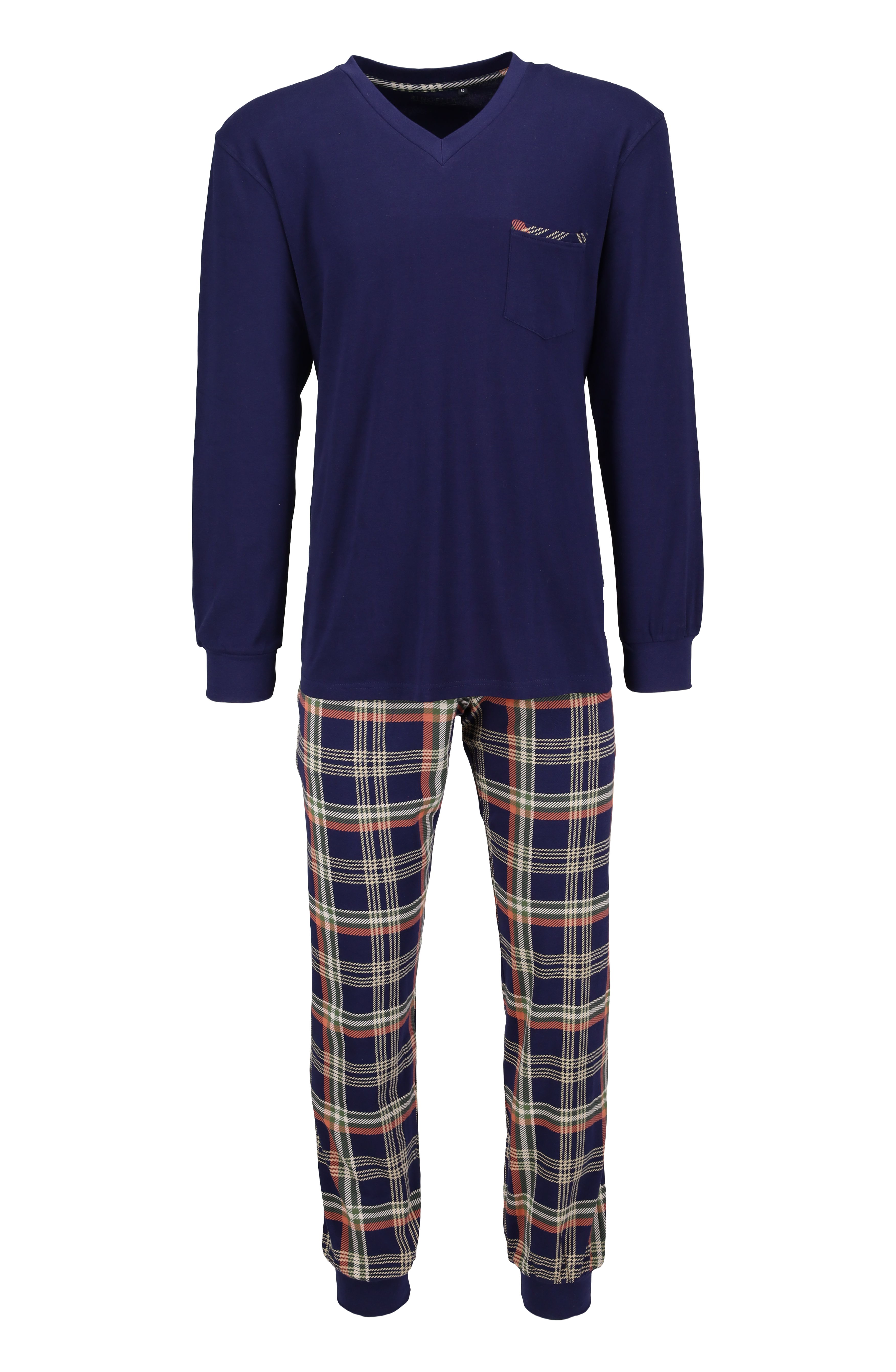 Pyjama mit V-Ausschnitt und Strickbündchen