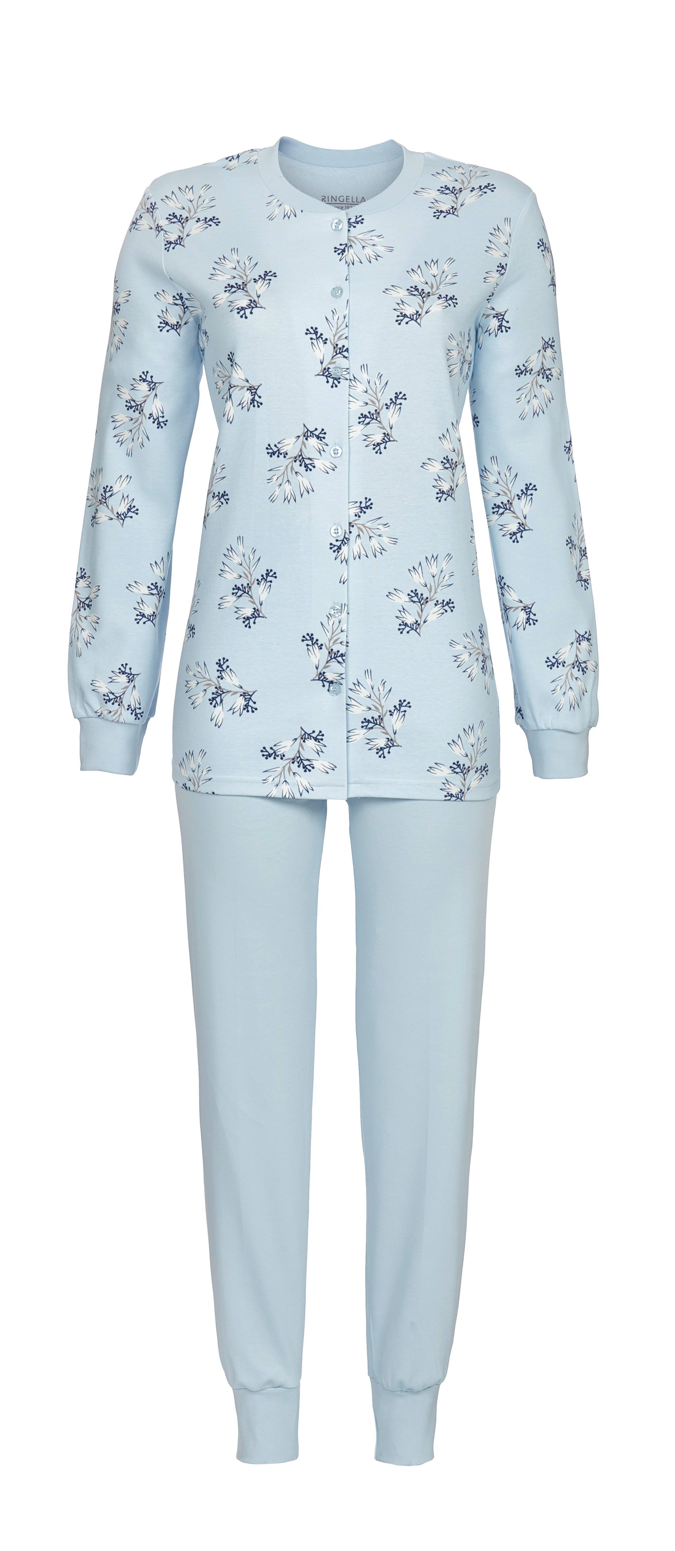 Pyjama durchgeknöpft und mit Strickbündchen Pyjama durchgeknöpft und mit Strickbündchen