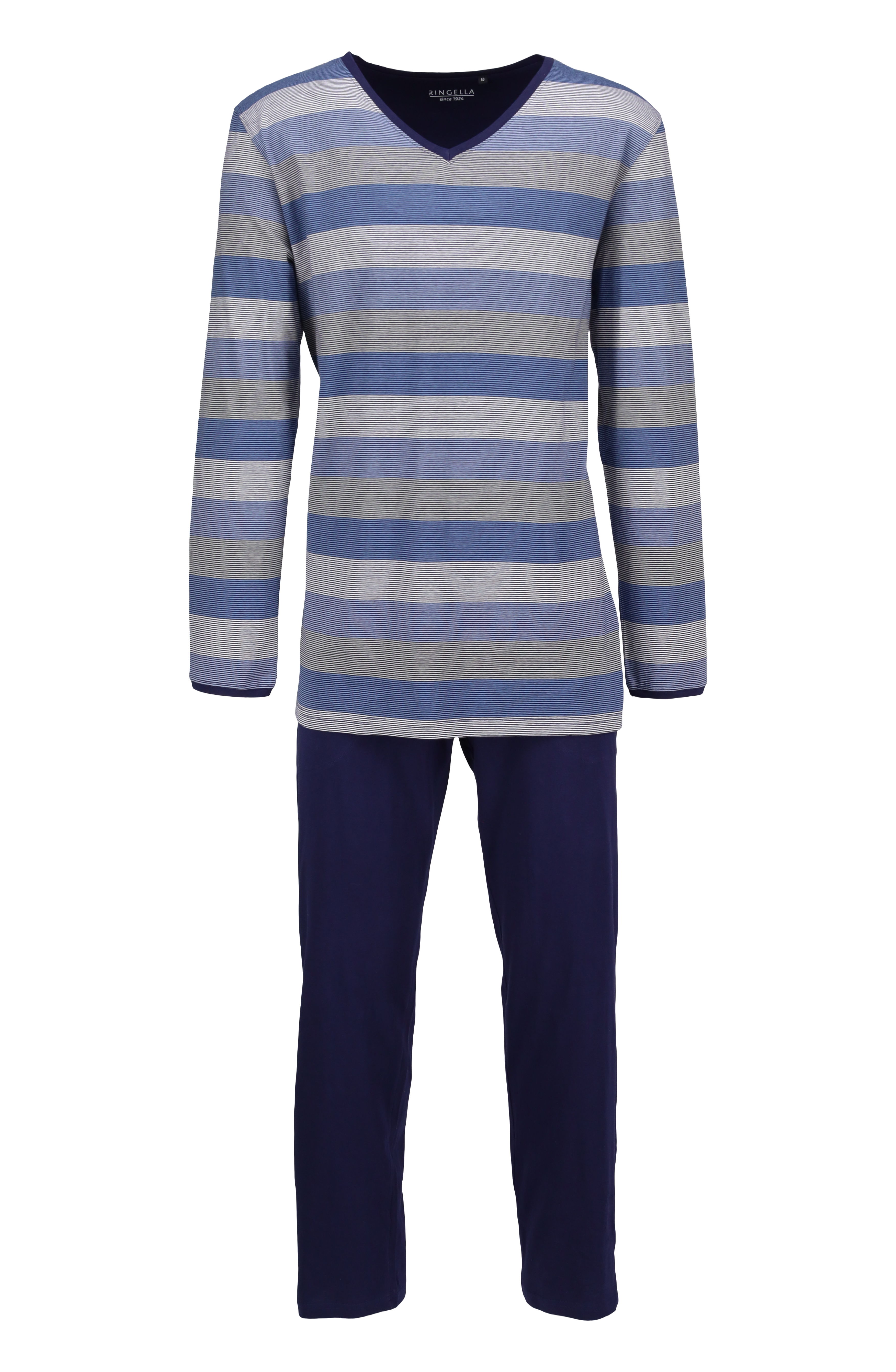 Geringelter Pyjama mit V-Ausschnitt