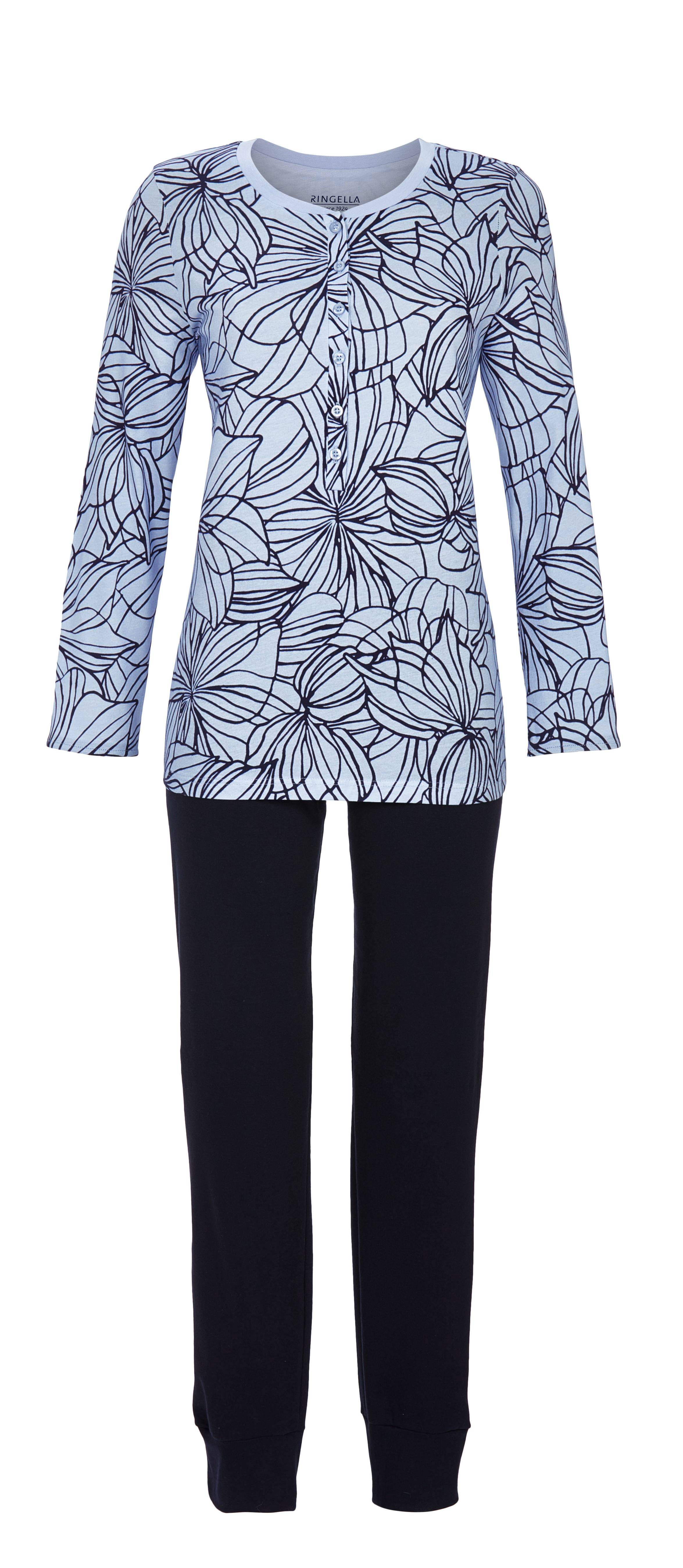 Pyjama mit Abstraktdessin und Knopfleiste Pyjama mit Abstraktdessin und Knopfleiste