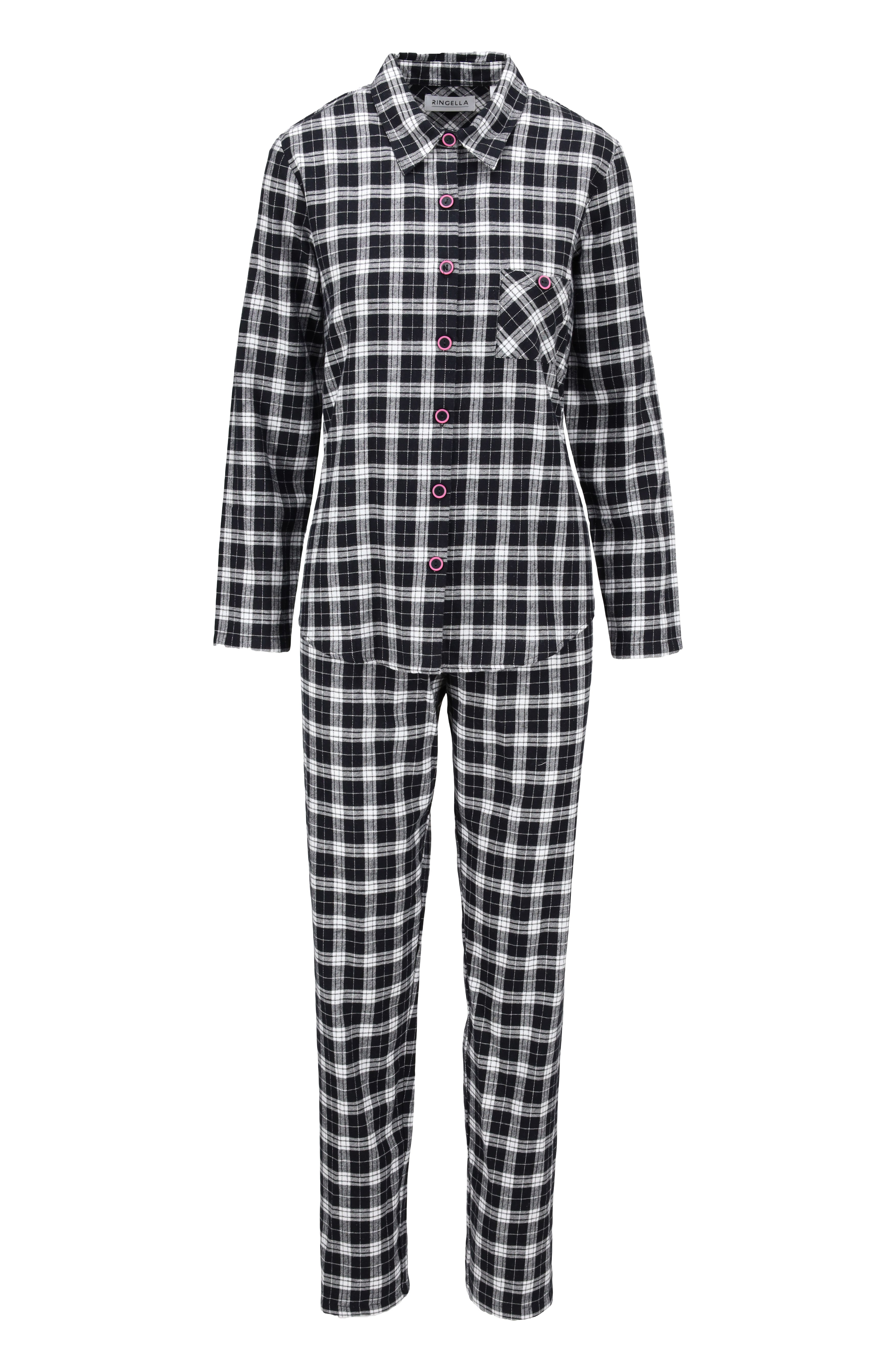 Flanellpyjama mit durchgeknöpftem Oberteil