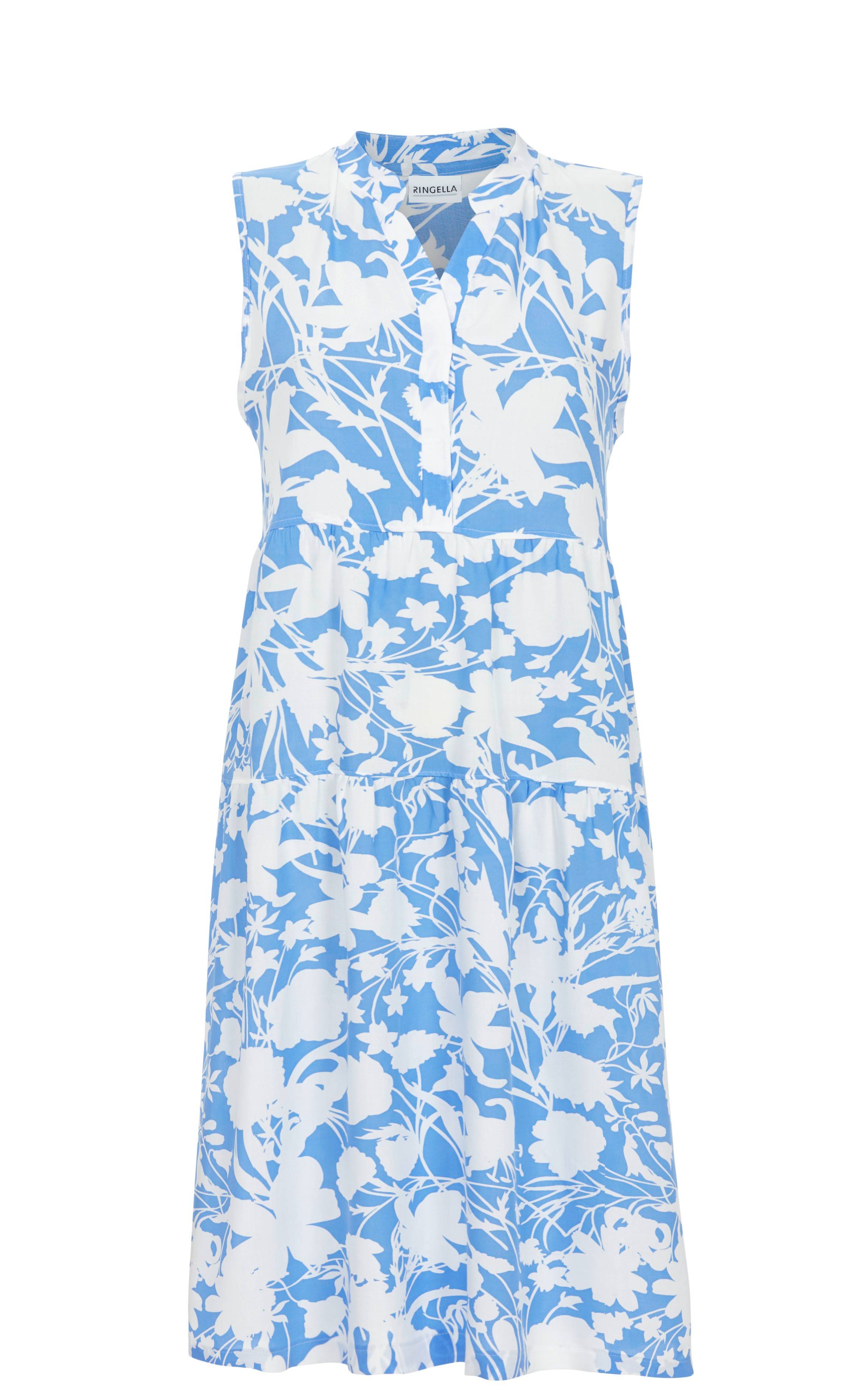 Ärmelloses Stufenkleid mit Splitneck