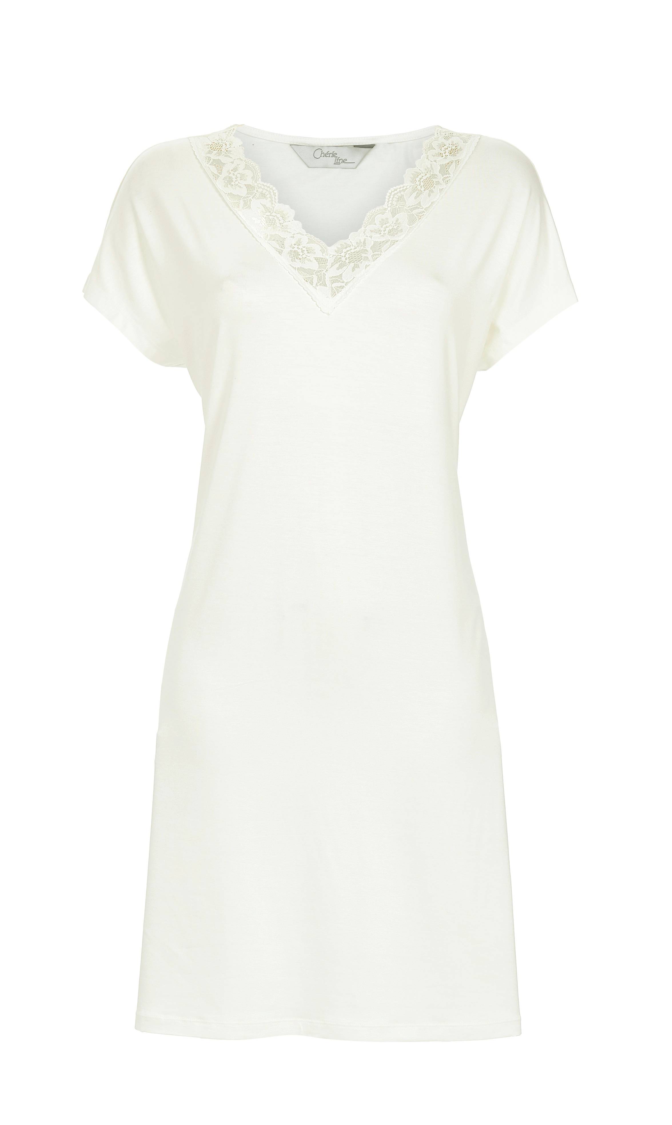 Nachthemd mit V-Ausschnitt und Spitzenbesatz