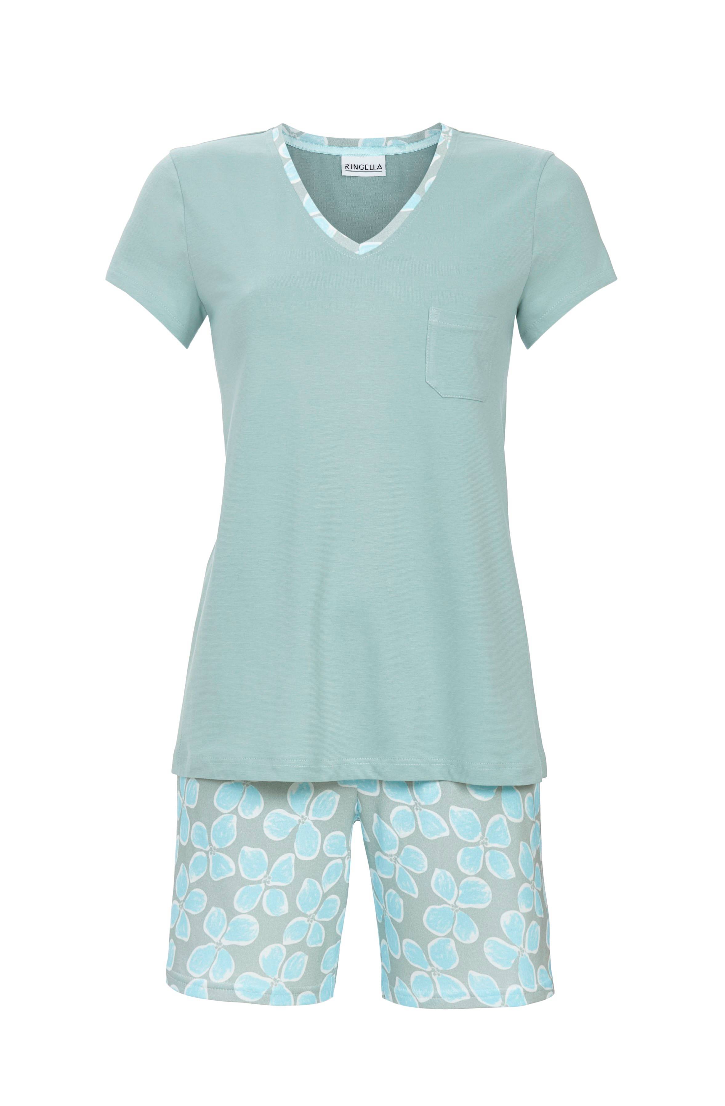 Shorty mit V-Ausschnitt und gemusterter Shorts